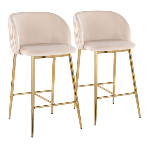 Set of two Lumi Source Fran contemporary pleated fixed height counter stools with sleek design and plush upholstery.
