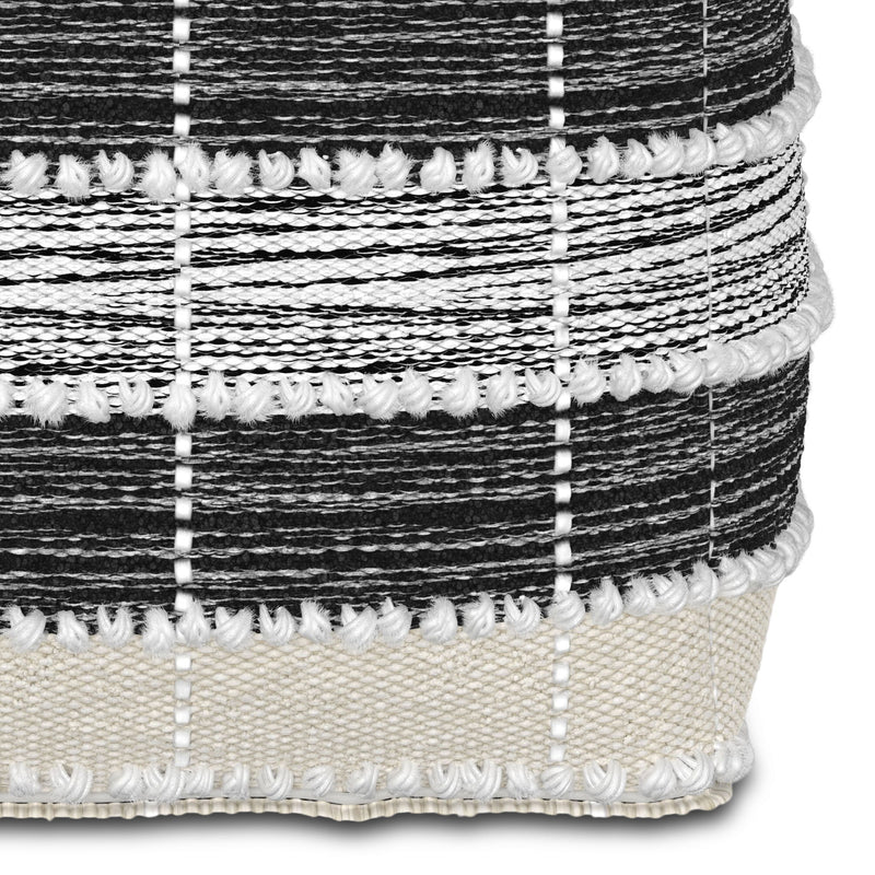 Barley - Square Pouf - White / Beige / Black - R&R Furniture Gallery (Fountain Valley, CA)