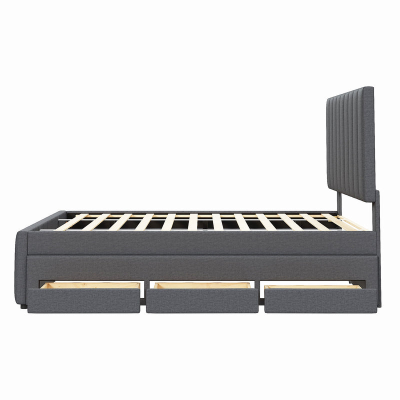 Upholstered Platform Bed With Twin Size Trundle And 3 Drawers - R&R Furniture Gallery (Fountain Valley, CA)