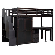 Loft Bed With Stairs, Bookshelf, Drawers, Desk & Wardrobe, Space Saving Multifunctional Furniture - R&R Furniture Gallery (Fountain Valley, CA)