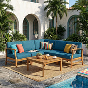 Noble House Perla 6-piece outdoor sofa set with cushioned seats and metal frame, ideal for patio or garden lounging.