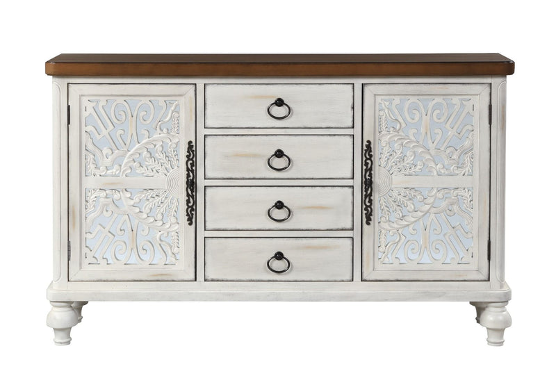Vermont - Console Cabinet - Antique White - R&R Furniture Gallery (Fountain Valley, CA)