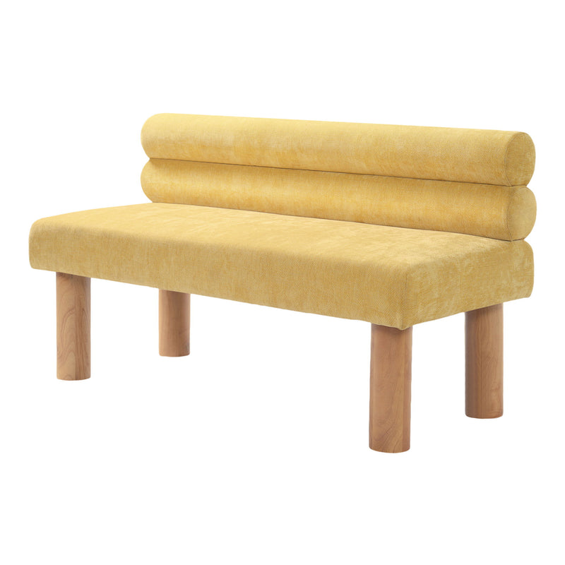 Noble House dining upholstered bench with cushioned seat and wooden legs, ideal for kitchen or dining room seating.