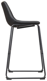 Set of two Signature Design by Ashley® Centiar upholstered barstools with cushioned seats and sleek wooden legs.