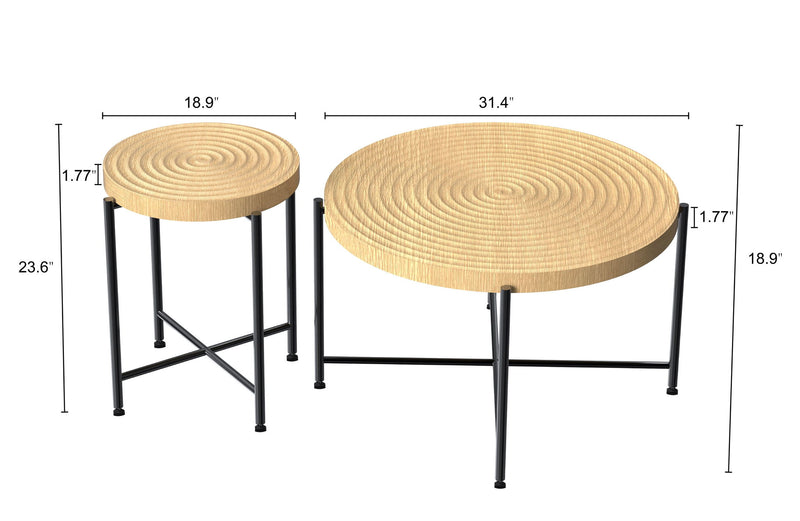 Coffee And End Table Set Waterproof Cover, Distressed Cylindrical Design, Legs Classic Rustic Charm (Set of 2) - R&R Furniture Gallery (Fountain Valley, CA)