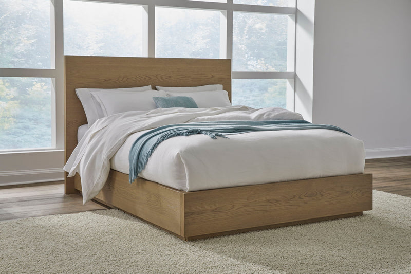 One Coastal Modern Full-size Platform Bed in Bisque