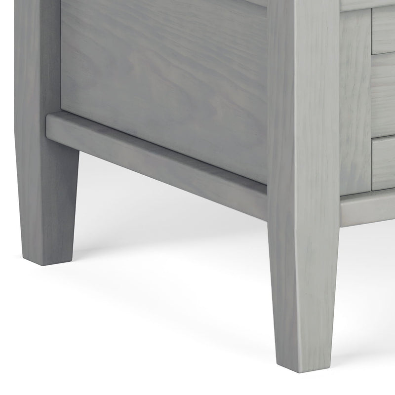 Handcrafted Warm Shaker coffee table by Simpli-Home featuring smooth wood surface and sturdy legs in a natural finish.
