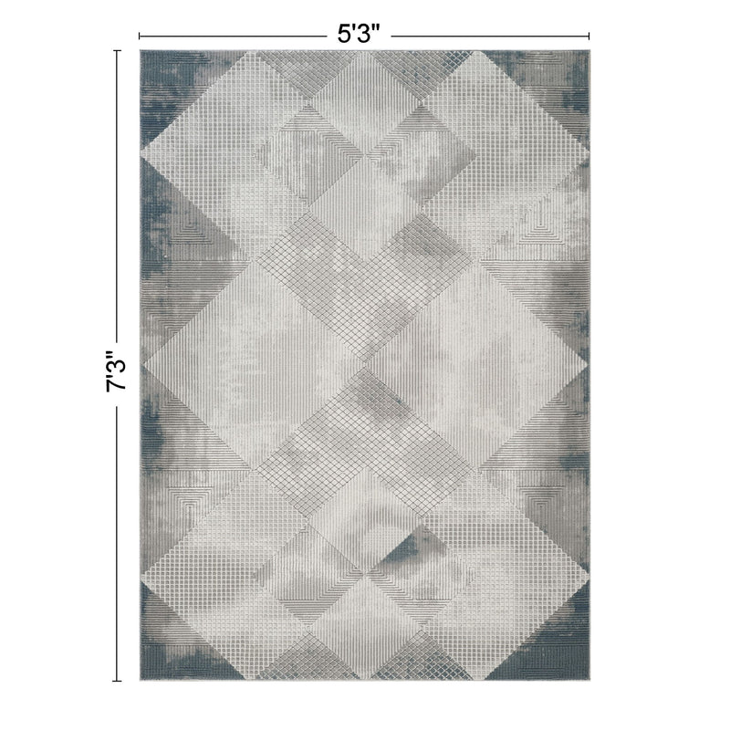 Geometrix - 5'3" X 7'3" Area Rug With Geometric, 3D Effect - Gray / Ivory - R&R Furniture Gallery (Fountain Valley, CA)