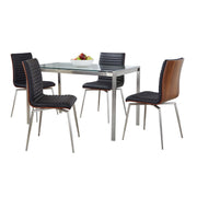 Lumi Source Fuji Mason 5-piece swivel contemporary dining set with glass table and matching chairs, modern design for dining room.