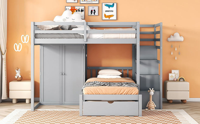 Bunk Bed With Wardrobe, Drawers - R&R Furniture Gallery (Fountain Valley, CA)
