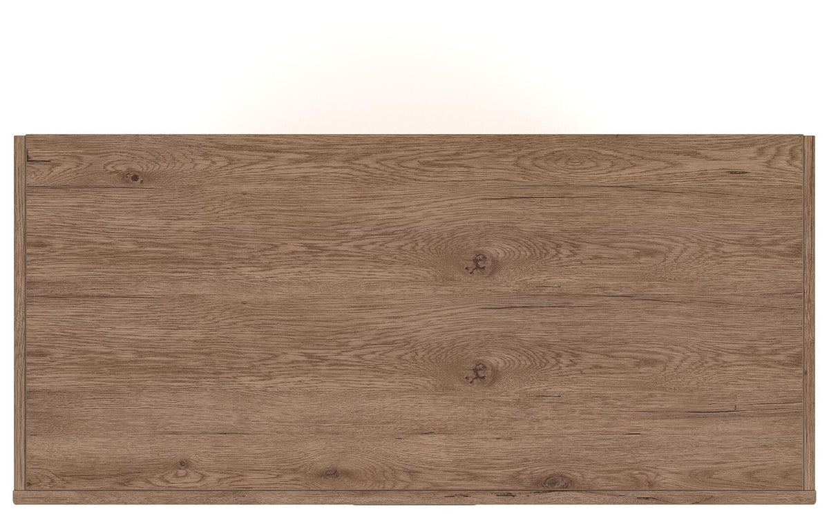 Benchcraft® Savonport five-drawer accent chest in white and brown, showcasing its stylish design and spacious storage drawers.
