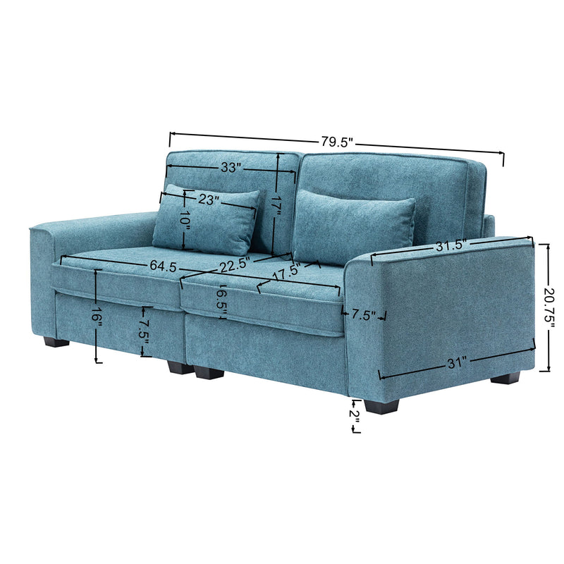 Modern Fabric Sofa With Cushions, Sleek Arm Design - R&R Furniture Gallery (Fountain Valley, CA)