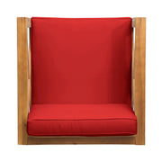 Noble House Brava mid-century modern arm chair with water-resistant cushions, featuring sleek design and comfortable seating.