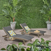 Outdoor Chaise Lounge With Pull Out Tray And Wicker Seat - Gray - R&R Furniture Gallery (Fountain Valley, CA)