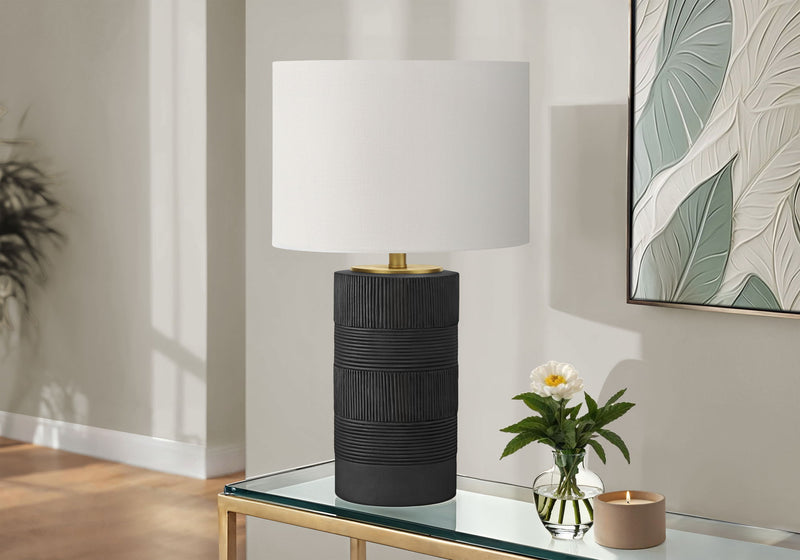 Table Lamp, Lighting, Resin, Contemporary - Black / Cream - R&R Furniture Gallery (Fountain Valley, CA)
