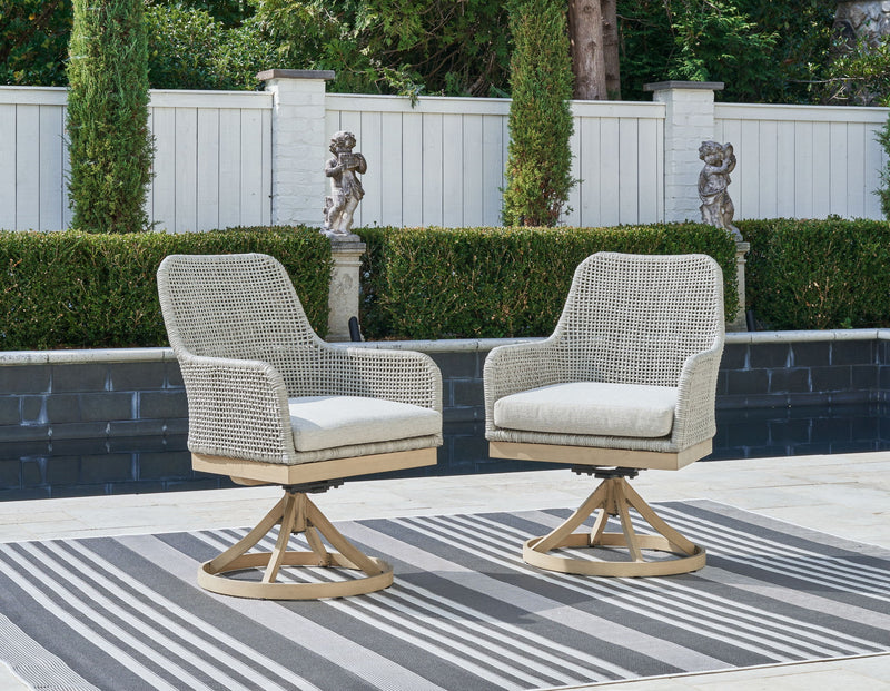 Seton Creek - Swivel Chair With Cushion (Set of 2) - Gray - R&R Furniture Gallery (Fountain Valley, CA)