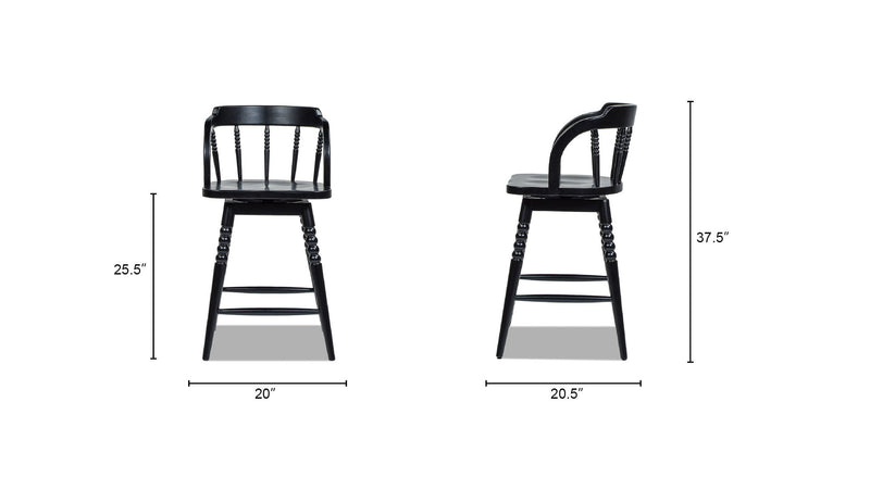 Breda - Turned Bubble Spindle Low Back Counter Stool - Black - R&R Furniture Gallery (Fountain Valley, CA)