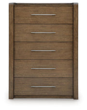 Benchcraft® Marxmore five-drawer brown accent chest with sleek design and ample storage, perfect for bedroom or living room decor.