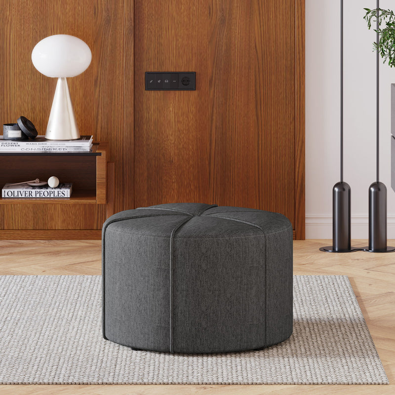 Contemporary Ottoman With Tonal Piping And Button Tuft Design - R&R Furniture Gallery (Fountain Valley, CA)