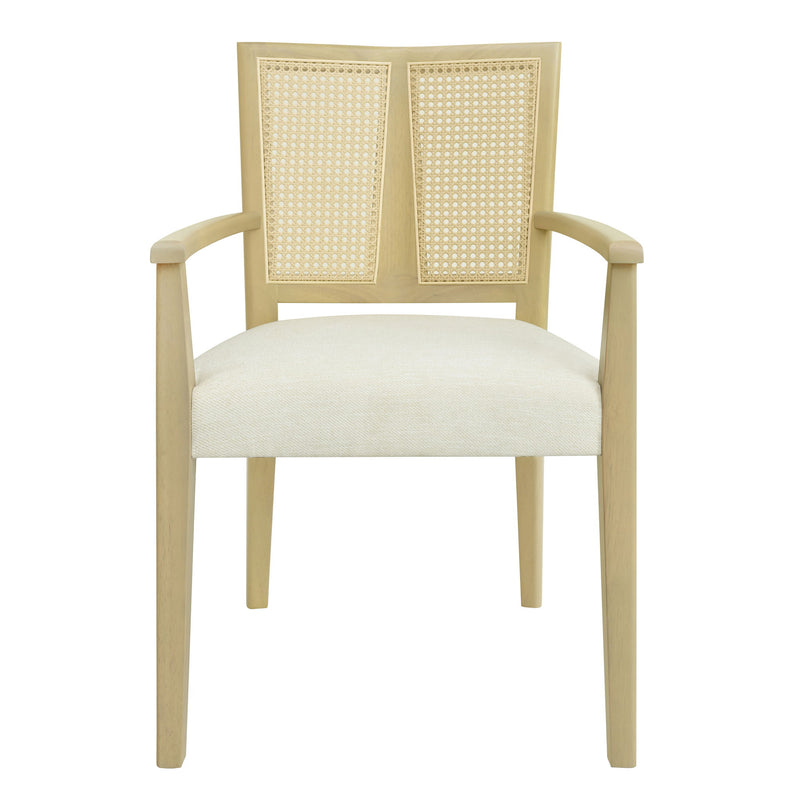 Mid Century Modern Arm Dining Chairs With Rattan Backrest - R&R Furniture Gallery (Fountain Valley, CA)
