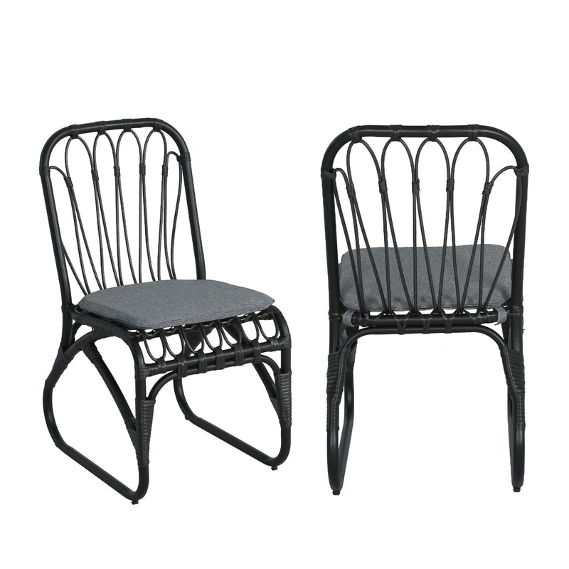 Outdoor Wicker Dining Chairs With Washable Cushion (Set of 2) - R&R Furniture Gallery (Fountain Valley, CA)