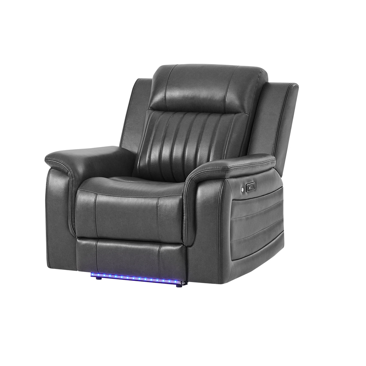 Ian - Power Recliner With Welt And LED Lighting - Charcoal