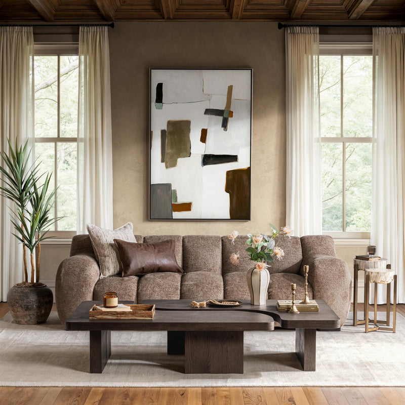 Classic Home Melina coffee table with wooden surface and sleek metal legs, modern accent piece for living room decor.