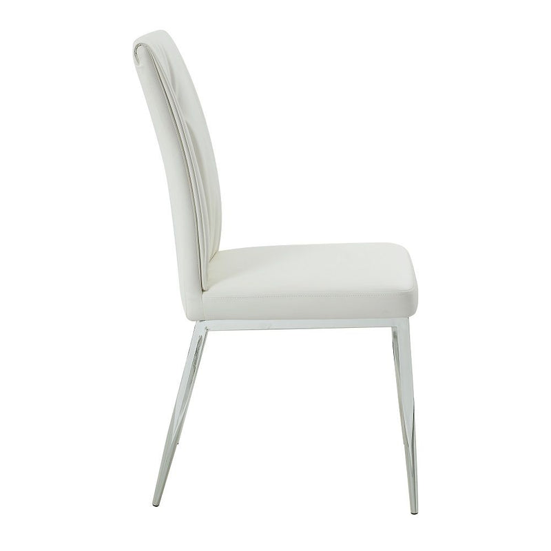 Kamaile - Side Chair (Set of 2) - Beige Synthetic Leather & Chrome - R&R Furniture Gallery (Fountain Valley, CA)
