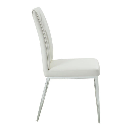Kamaile - Side Chair (Set of 2) - Beige Synthetic Leather & Chrome - R&R Furniture Gallery (Fountain Valley, CA)