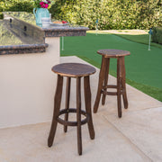 Primrose - Outdoor Acacia Wood Barstools With Foot Rest, (Set of 2) - Dark Brown - R&R Furniture Gallery (Fountain Valley, CA)