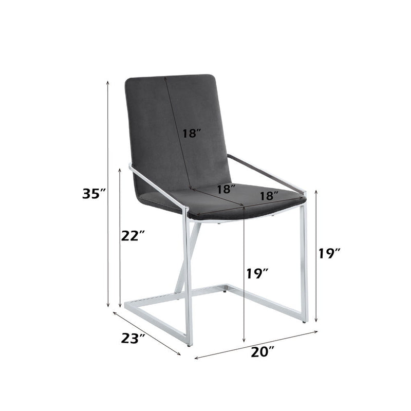 Zlatan - Side Chair (Set of 2) - Gray Velvet & Chrome - R&R Furniture Gallery (Fountain Valley, CA)