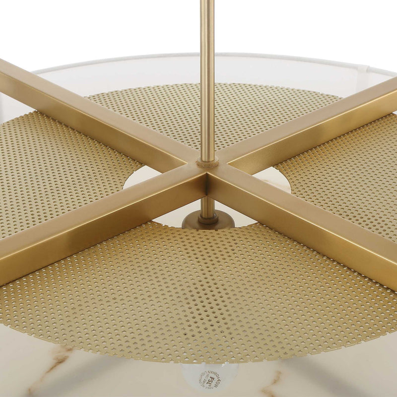 Cresson - 4 Light Drum Pendant - White / Gold