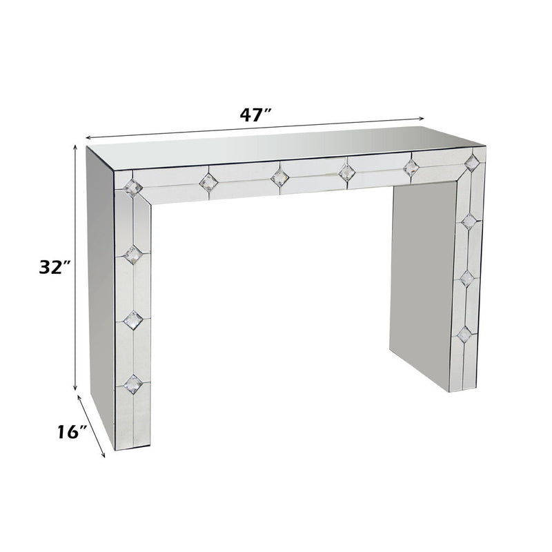 Hessa - Console Table - Mirrored & Faux Rhinestone - R&R Furniture Gallery (Fountain Valley, CA)