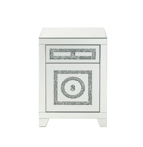 Noralie - 26"H Accent Table With Storage Drawers - Mirrored & Faux Diamonds - R&R Furniture Gallery (Fountain Valley, CA)