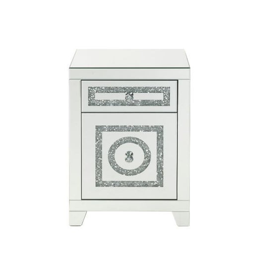 Noralie - 26"H Accent Table With Storage Drawers - Mirrored & Faux Diamonds - R&R Furniture Gallery (Fountain Valley, CA)