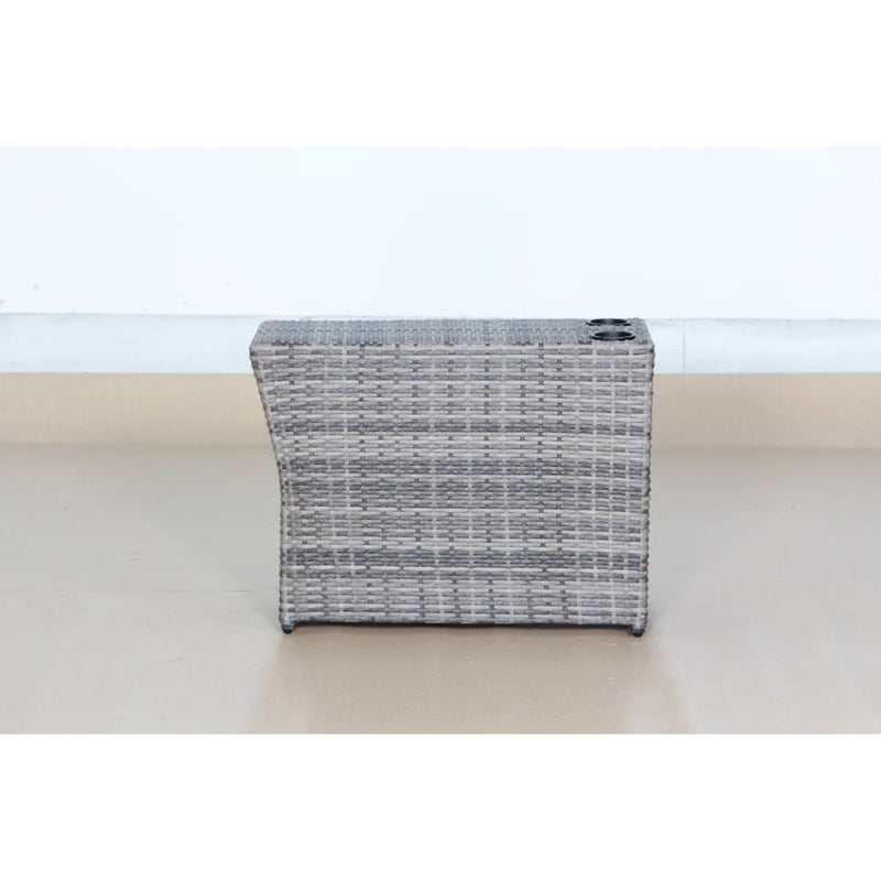Gray LSI Patio Furniture Shick Outdoor Side Table with a modern, square design and sturdy metal frame for outdoor use.