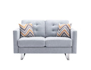 Victoria - Fabric Loveseat With Metal Legs, Side Pockets, And Pillows - R&R Furniture Gallery (Fountain Valley, CA)