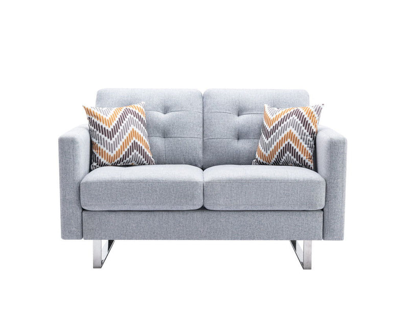 Victoria - Fabric Loveseat With Metal Legs, Side Pockets, And Pillows - R&R Furniture Gallery (Fountain Valley, CA)