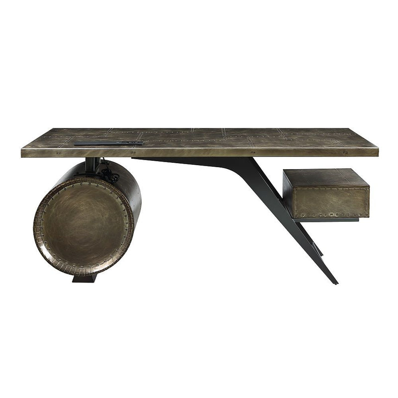 Brancaster - Executive Writing Desk With USB - Bronze Aluminum - R&R Furniture Gallery (Fountain Valley, CA)