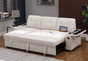 Ashlyn II - 84"W Woven Fabric Reversible Sleeper Sectional Sofa with Storage Chaise - R&R Furniture Gallery (Fountain Valley, CA)