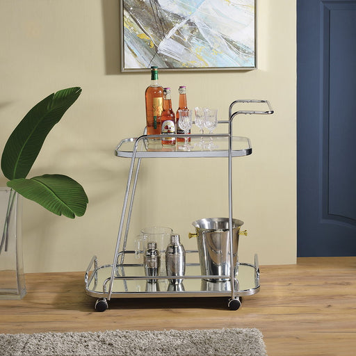 Aegis - Serving Cart - Clear Glass & Chrome - R&R Furniture Gallery (Fountain Valley, CA)