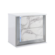 Moon - Marble Nightstand With LED - White - R&R Furniture Gallery (Fountain Valley, CA)