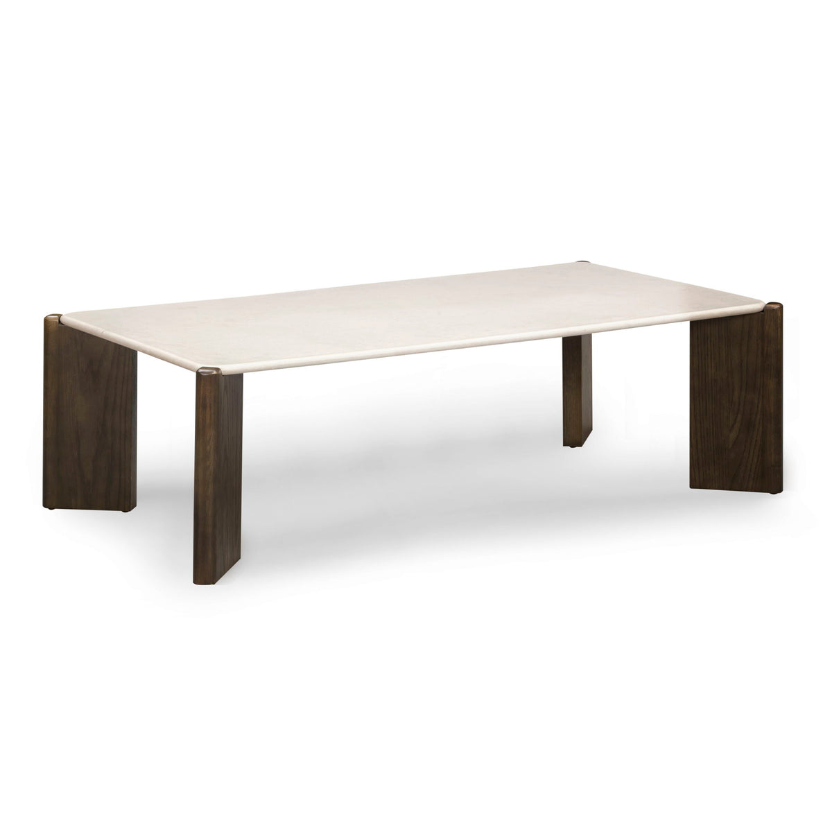 Cream rectangular coffee table from TOV Furniture's Restis collection, showcasing a sleek modern design with smooth edges.