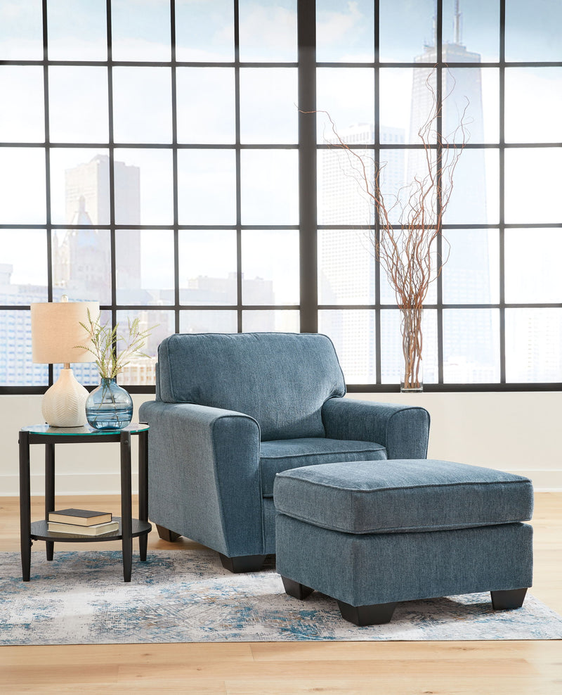 Signature Design by Ashley Cashton living room set with stationary chair and ottoman in a stylish, comfortable fabric.