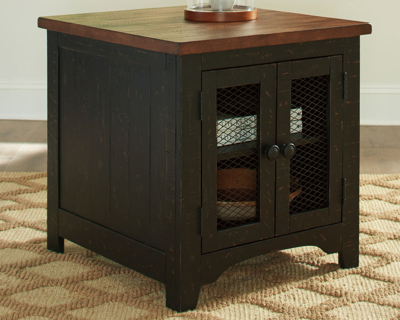 Valebeck - Rectangular End Table - Black / Brown - R&R Furniture Gallery (Fountain Valley, CA)