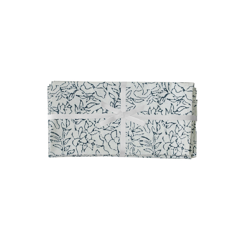 Set of four Crissy cotton canvas printed napkins by TOV Furniture featuring inked design, ideal for casual dining and decorative table settings.