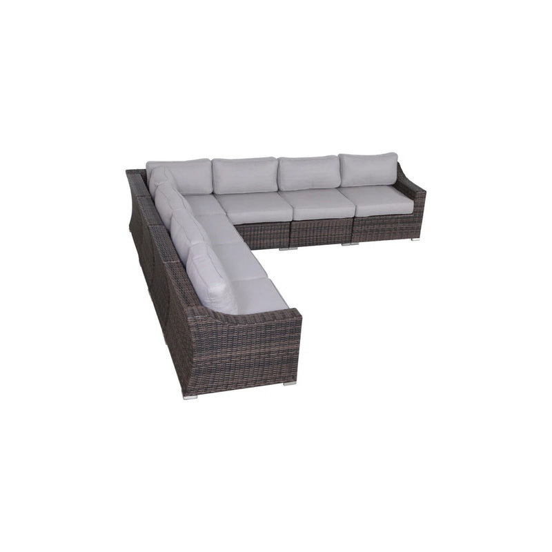 Contemporary Outdoor Rattan Wicker Sectional Seating Group With Cushions - R&R Furniture Gallery (Fountain Valley, CA)