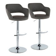 Pair of Lumi Source Margarite contemporary adjustable barstools with swivel, rounded T footrest, set of 2, modern seating for kitchen or bar