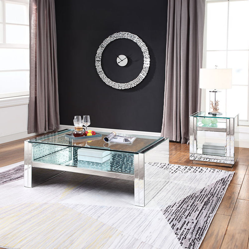 Nysa - 24" End Table - Mirrored & Faux Crystals - R&R Furniture Gallery (Fountain Valley, CA)
