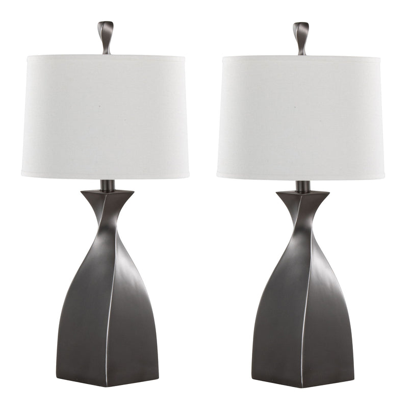 Pair of Lumi Source Curvo contemporary polyresin table lamps with sleek, curved design and modern aesthetic for stylish home lighting.